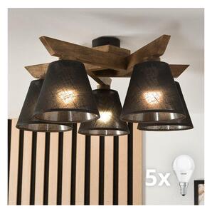 Brilagi - LED Přisazený lustr ANTHONY 5xE14/40W/230V dub ořech/černá