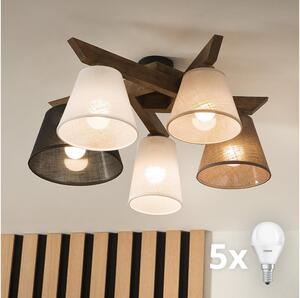 Brilagi - LED Přisazený lustr ANTHONY 5xE14/40W/230V dub ořech
