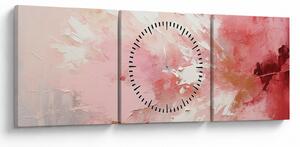 Obraz - Růžový abstrakt (s hodinami) (90x30 cm)