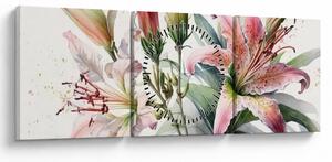 Obraz - Lilie, ilustrace (s hodinami) (90x30 cm)