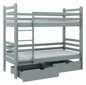 Dětská patrová postel z masivu borovice PATRIK se šuplíky 200x90 cm - bílá