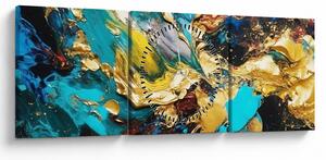 Obraz - Texturovaná olejomalba (s hodinami) (90x30 cm)