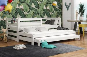 Dětská postel z masivu borovice RICHARD se dvěma přistýlkami - 200x90 cm - přírodní