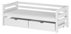 Dětská postel z masivu EGO se šuplíky - 200x90 cm - bílá