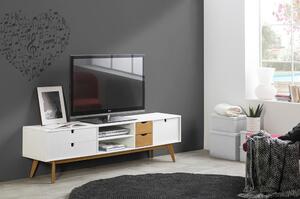 Televizní stolek s bílými detaily Marckeric Mila, 180 x 37 cm