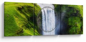 Obraz - Vodopád Skogafoss (s hodinami) (90x30 cm)