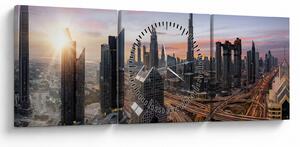 Obraz - Panorama Dubaje (s hodinami) (90x30 cm)