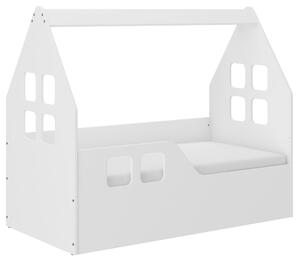 Dětská domečková postel KIDHOUSE - bílá - levá - 140x70 cm + matrace