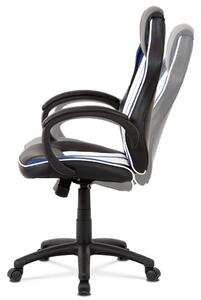 Kancelářská židle, modrá-černá ekokůže+MESH, houpací mech, kříž plast černý Modrá