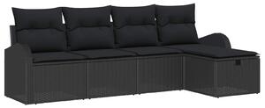 Set pohovek s polštářem s úložištěm Černá polyratan 3359062