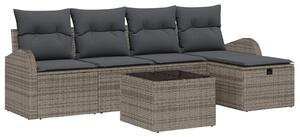Set pohovek s polštářem s úložištěm Šedá polyratan 3359068