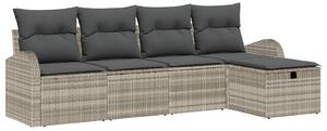 Set pohovek s polštářem s úložištěm Světle šedá polyratan 3359061