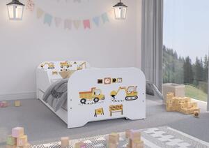 Dětská postel KIM - STAVEBNÍ STROJE 160x80 cm