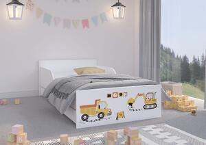 Dětská postel FILIP - STAVEBNÍ STROJE 180x90 cm