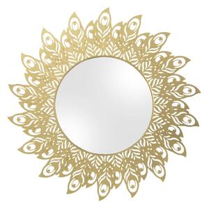 Nástěnné zrcadlo s rámem ve zlaté barvě PT LIVING Peacock Feathers, ø 60 cm