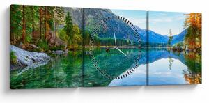 Obraz - Jezero Hintersee (s hodinami) (90x30 cm)