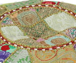 Sedací puf patchwork kulatý bavlna ruční výroba 40x20 cm zelený