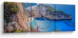 Obraz - Pláž Navagio, Řecko (s hodinami) (90x30 cm)