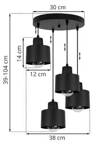 Závěsné svítidlo Panta, 4x černé kovové stínítko