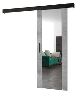 Posuvné dveře 90 cm Sharlene II (beton + černá matná + černá) (se zrcadlem). 1043634