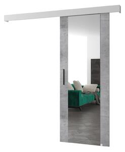 Posuvné dveře 90 cm Sharlene II (beton světlý + bílá matná + černá) (se zrcadlem). 1043632