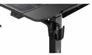 Herní stůl ULTRADESK WINGER – 111x155x60 cm, elektricky nastavitelná výška, RGB podsvícení, černá