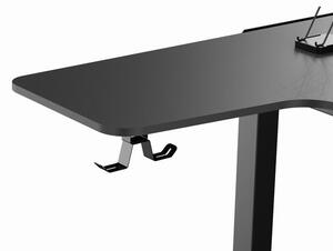 Herní stůl ULTRADESK WINGER – 111x155x60 cm, elektricky nastavitelná výška, RGB podsvícení, černá