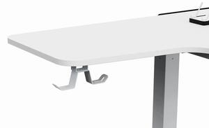 Herní stůl ULTRADESK WINGER – 111x155x60 cm, elektricky nastavitelná výška, RGB podsvícení, bílá
