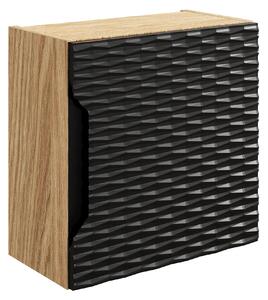 Comad Koupelnová skříňka závěsná horní Qubik Ocean Black 35 černá/dub olejovaný