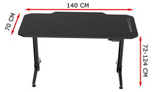ULTRADESK Herní stůl LEVEL GREEN, 140x66cm, 72-124cm, elektricky nastavitelná výška, s XXL podložkou pod myš, držák sluchátek i ná