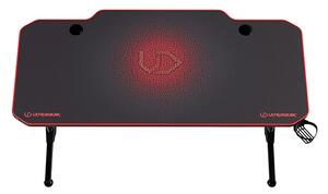 ULTRADESK Herní stůl FRAG - RED, 140x66 cm, 76 cm, s XXL podložkou pod myš, s ultradesk BEAM, držák sluchátek i nápojů
