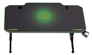 ULTRADESK Herní stůl FRAG - GREEN, 140x66 cm, 76 cm, s XXL podložkou pod myš, s ultradesk BEAM, držák sluchátek i nápojů