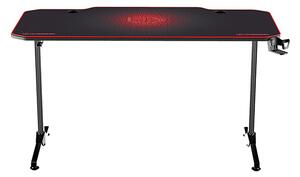 ULTRADESK Herní stůl FRAG - RED, 140x66 cm, 76 cm, s XXL podložkou pod myš, s ultradesk BEAM, držák sluchátek i nápojů