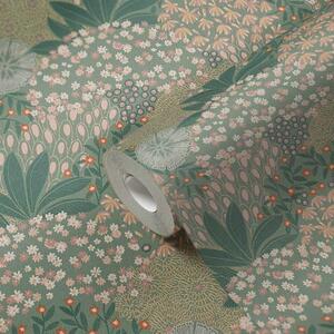 A.S. Création | Vliesová tapeta na zeď Nara 38740-1 | 0,53 x 10,05 m | zelená, růžová