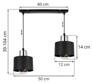 Závěsné svítidlo PANTA, 2x černé kovové stínítko, CH