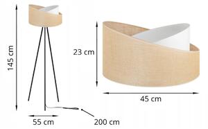 Podlahová lampa JUTA, 1x jutové/bílé textilní stínítko, (výběr ze 2 barev konstrukce), M