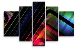 Sablio Obraz - 5-dílný Černé pruhy - 125x90 cm