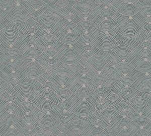 A.S. Création | Vliesová tapeta na zeď Nara 38742-1 | 0,53 x 10,05 m | modrá, béžová, šedá