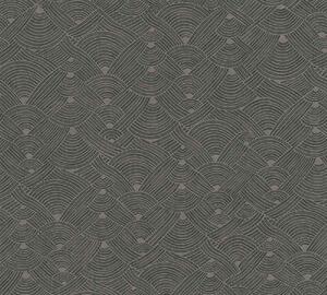 A.S. Création | Vliesová tapeta na zeď Nara 38742-6 | 0,53 x 10,05 m | černá, hnědá, šedá