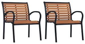 Zahradní židle 2 ks ocel a WPC černé a hnědé