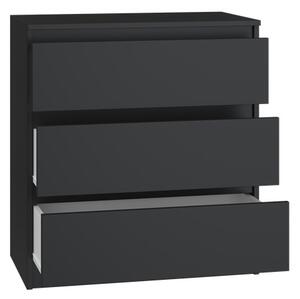 VBChome Komoda se 3 zásuvkami 70 x 40 x 77 cm černá Komoda bez úchytek Víceúčelová skříňka do předsíně Ložnice Obývací pokoj Dětský pokoj Moderní černá barva
