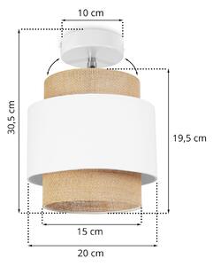 Nástěnné svítidlo BOHO, 1x jutové/bílé textilní stínítko, (možnost polohování)
