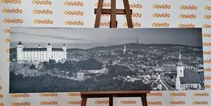 Obraz večer v Bratislavě v černobílém provedení - 150x50 cm