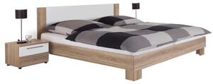 Manželská postel, s 2 nočními stolky, dub sonoma / bílá, 180x200, MARTINA