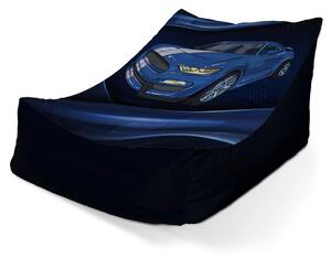 Sablio Sedací vak Lounge Mustang Modré pozadí s pruhy - 80 x 95 x 50 cm