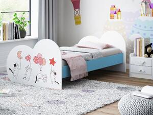 Dětská postel ZAMILOVANÉ KOČIČKY 160x80 cm (11 barev) + matrace ZDARMA