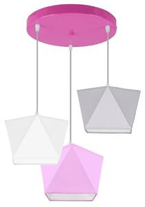Light Home Dětské závěsné svítidlo DIAMOND, 3x textilní stínítko (mix 10 barev), (výběr z 5 barev konstrukce), O