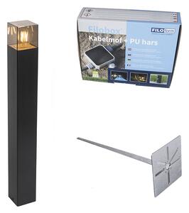 Stojací venkovní lampa černá 70 cm IP44 s kouřovým sklem - Dánsko