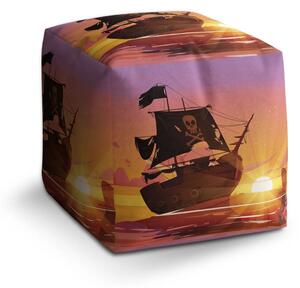 Sablio Taburet Cube Pirátská loď při západu slunce - 40x40x40 cm