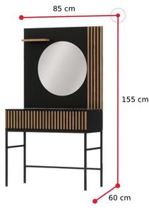 Toaletní stolek MEORATI, 85x155x60, dub artisan/černá mat